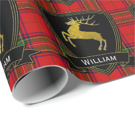 Gold Stag Stewart Tartan Cadeaupapier