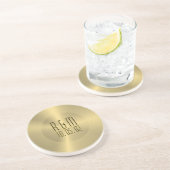 Gold Stainless Steel 2 Look Monogram Zandsteen Onderzetter (Zijkant)