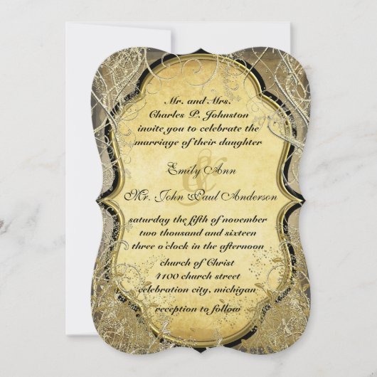 Gold-stalen en -bladeren op verbrand goudmetaalpap kaart (Voorkant)