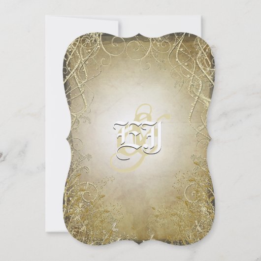 Gold-stalen en -bladeren op verbrand goudmetaalpap kaart (Achterkant)