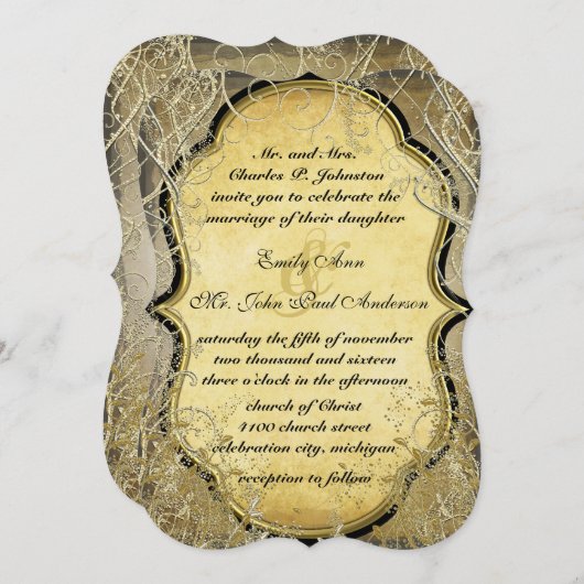 Gold-stalen en -bladeren op verbrand goudmetaalpap kaart (Voorkant / Achterkant)