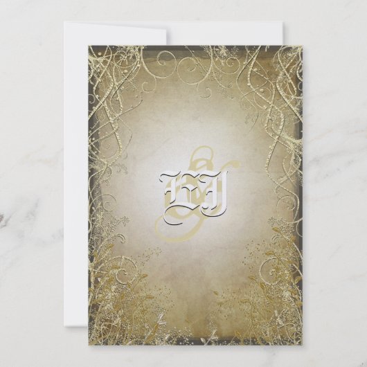 Gold-stalen en -bladeren op verbrand goudmetaalpap kaart (Achterkant)