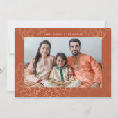 Gold stamp lotus Happy Diwali-fotokaart Feestdagenkaart (Voorkant)