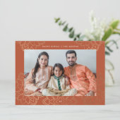 Gold stamp lotus Happy Diwali-fotokaart Feestdagenkaart (Staand voorkant)