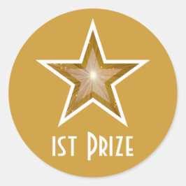 Gold Star '1e Prijs' rond sticker geel