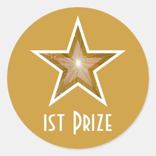 Gold Star '1e Prijs' rond sticker geel (Voorkant)