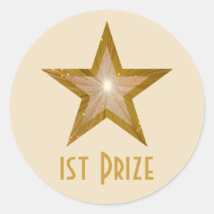 Gold Star '1e Prijs' ronde sticker