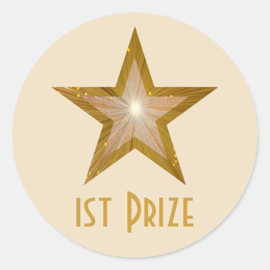 Gold Star '1e Prijs' ronde sticker (Voorkant)