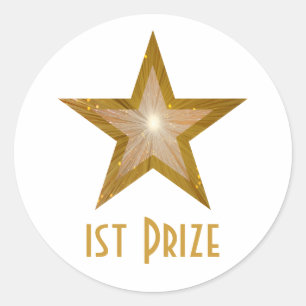 Gold Star '1st Prize' witte sticker