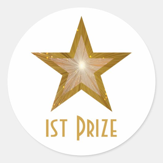 Gold Star '1st Prize' witte sticker (Voorkant)