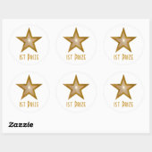 Gold Star '1st Prize' witte sticker (Vel)