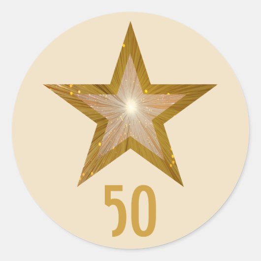 "Gold" Star "50" ronde sticker crème (Voorkant)
