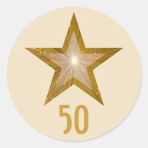 "Gold" Star "50" ronde sticker crème