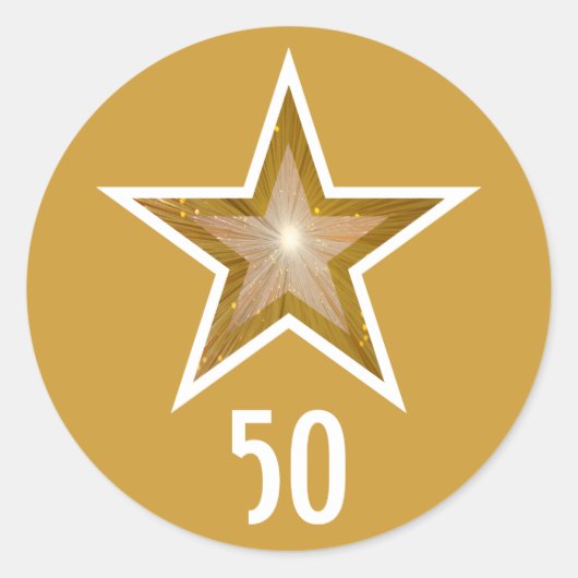 "Gold" Star "50" ronde sticker geel (Voorkant)