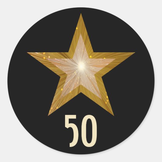 "Gold" Star "50" ronde sticker zwart (Voorkant)