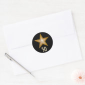 "Gold" Star "50" ronde sticker zwart (Envelop)