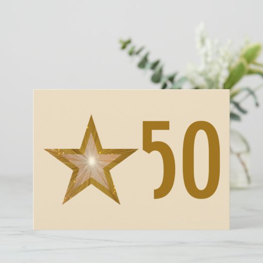 Gold Star '50'-verjaardagscamera Kaart (Staand voorkant)