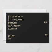 Gold Star '50' verjaardagsdagsuitnodiging zwart te Kaart (Achterkant)