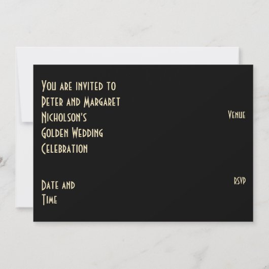 Gold Star '50' verjaardagsdagsuitnodiging zwart te Kaart (Achterkant)