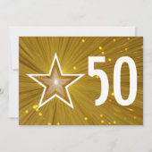 Gold Star '50'-verjaardagsuitnodiging Kaart (Voorkant)