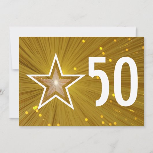 Gold Star '50'-verjaardagsuitnodiging Kaart (Voorkant)