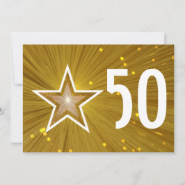 Gold Star '50'-verjaardagsuitnodiging Kaart