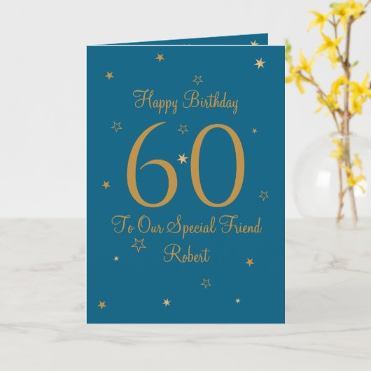 Gold Star 60th Birthday Card Kaart (Gele Bloem)