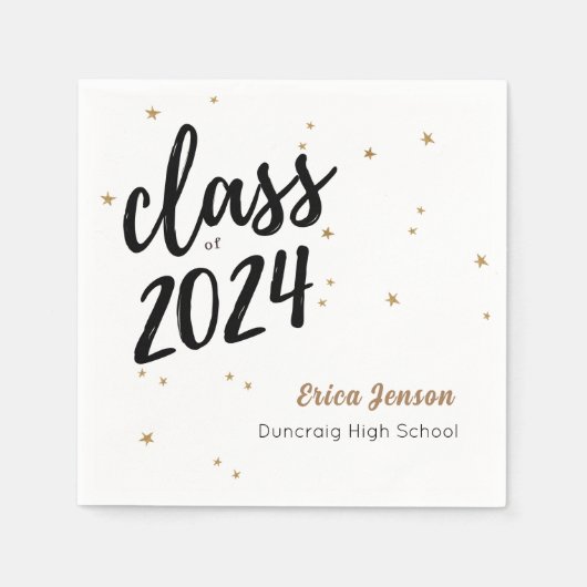 Gold Star aangepaste naam afstuderen Party servett Servet (Voorkant)
