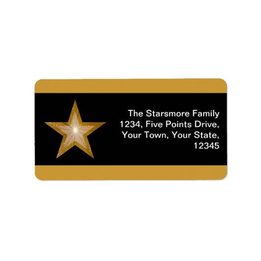 Gold Star-adreslabel zwart Etiket (Voorkant)