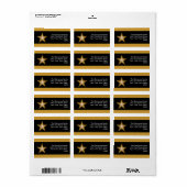 Gold Star-adreslabel zwart Etiket (Full Sheet)