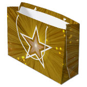 Gold Star-afdruk, witte tas, groot Large Cadeautasje (Achterkant Gekanteld)