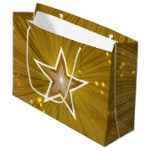 Gold Star-afdruk, witte tas, groot Large Cadeautasje (Voorkant Gekanteld)