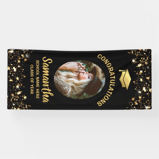 Gold Star Afstuderen | Foto 2025 Afstuderen Deur Spandoek (Horizontaal)