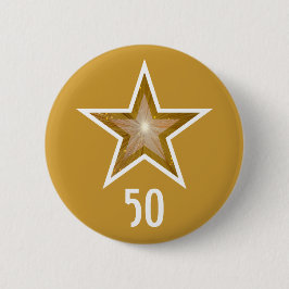 "Gold" Star 'Age' knop goud Ronde Button 5,7 Cm
