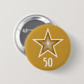 "Gold" Star 'Age' knop goud Ronde Button 5,7 Cm (Voorkant /achterkant)