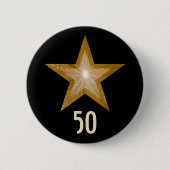 'Gold' Star 'Age' knop zwart Ronde Button 5,7 Cm (Voorkant)