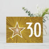 Gold Star 'Age' uitnodiging voor verjaardag (Staand voorkant)