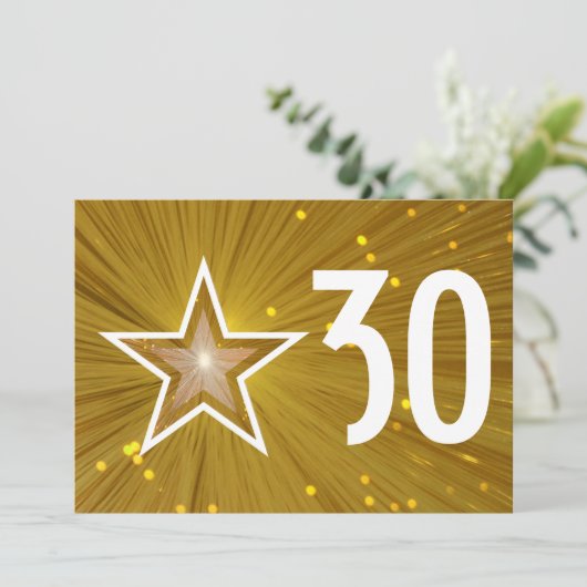 Gold Star 'Age' uitnodiging voor verjaardag (Staand voorkant)