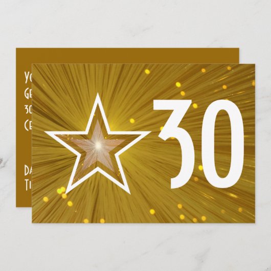 Gold Star 'Age' uitnodiging voor verjaardag (Voorkant / Achterkant)