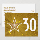 Gold Star 'Age' verjaardagsuitnodiging wit terug Kaart (Voorkant / Achterkant)