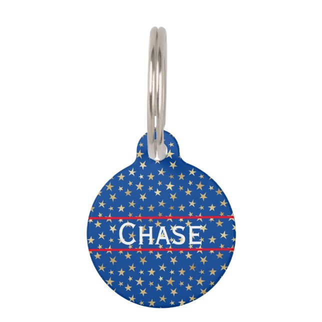 Gold Star American Round Pet Tag Huisdierpenning (Voorkant)