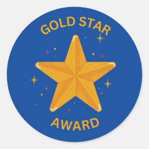 GOLD STAR AWARD STICKER! RONDE STICKER