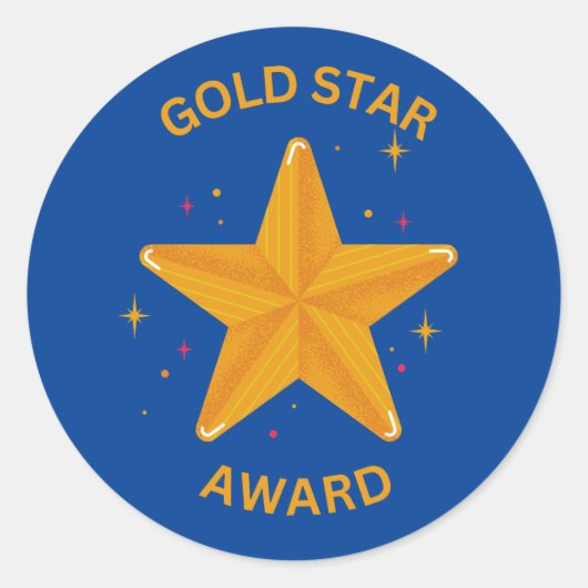 GOLD STAR AWARD STICKER! RONDE STICKER (Voorkant)