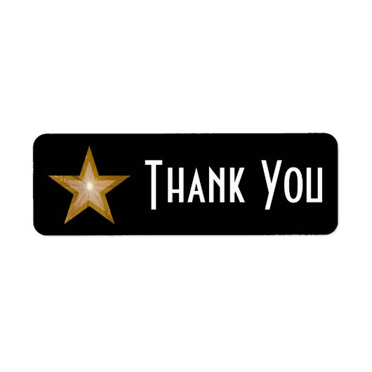 'Gold' Star 'Bedankt' label zwart (Voorkant)