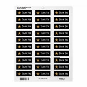 'Gold' Star 'Bedankt' label zwart (Full Sheet)