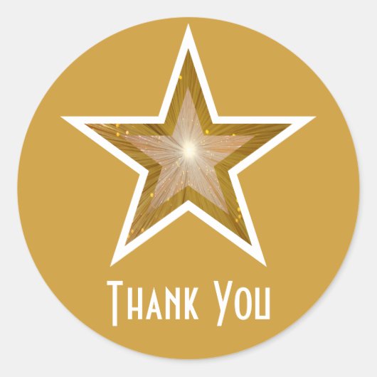 Gold Star "Bedankt" ronde sticker geel (Voorkant)