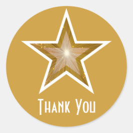 Gold Star "Bedankt" ronde sticker geel