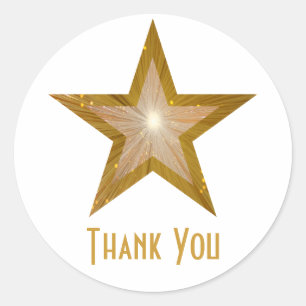 Gold Star "Bedankt", ronde sticker wit