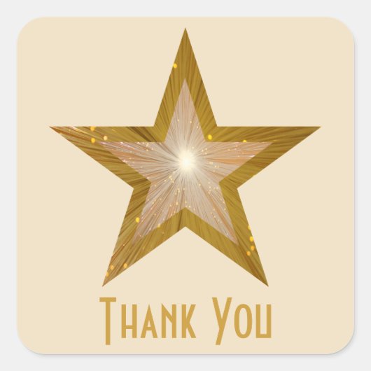 "Gold" Star 'Bedankt' vierkante sticker crème (Voorkant)