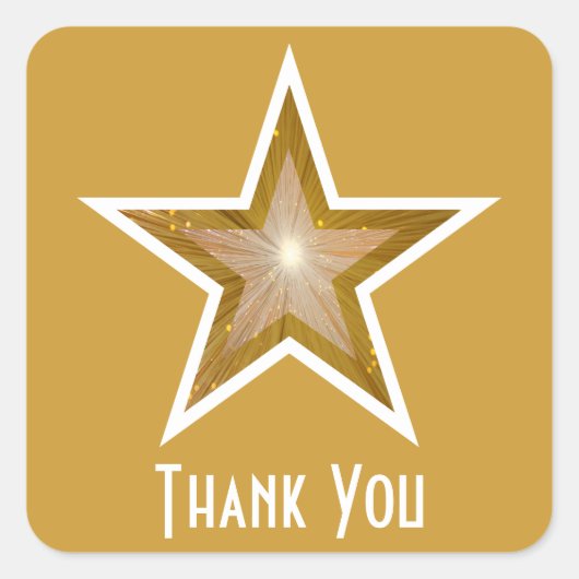"Gold" Star 'Bedankt' vierkante sticker geel (Voorkant)